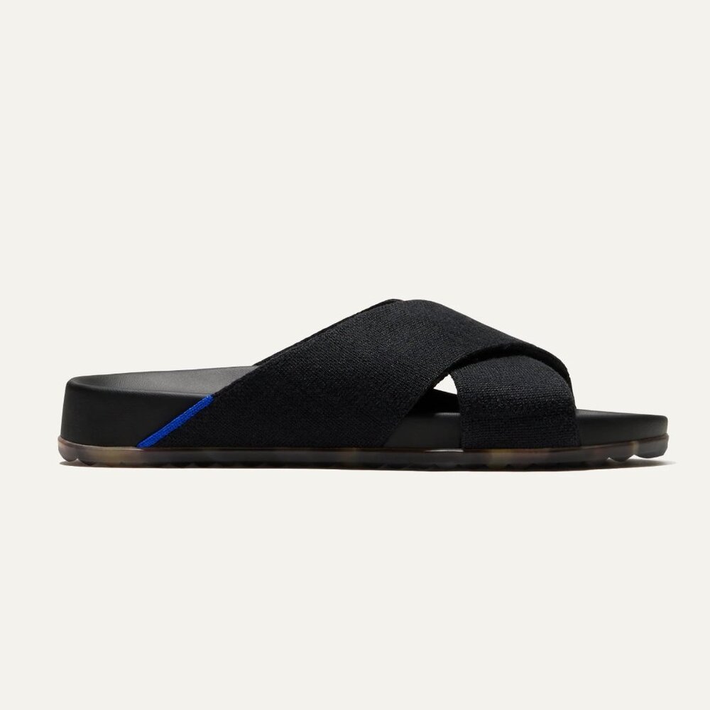Rothy's Black the Weekend Slide Sandals in Size 10 with Tortoise Shell Sole - Picture 12 of 16